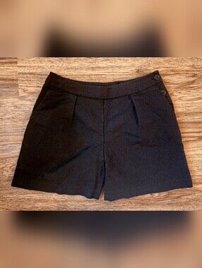 Black Side-Button Pleated Dress Shorts